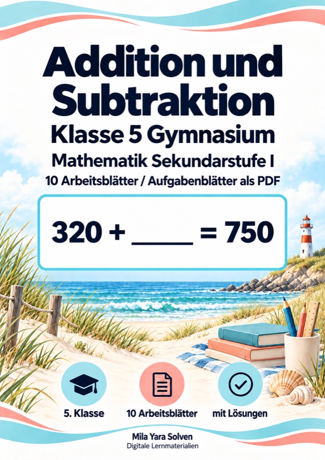 Cover: Addition und Subtraktion Klasse 5 Gymnasium