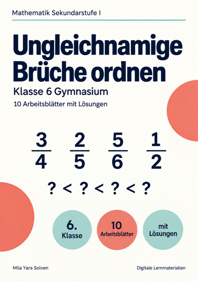 Cover: Ungleichnamige Brüche ordnen Klasse 6 Gymnasium