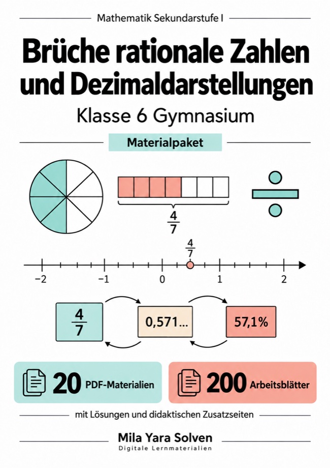 Cover: Brüche rationale Zahlen und Dezimaldarstellungen Klasse 6 Gymnasium