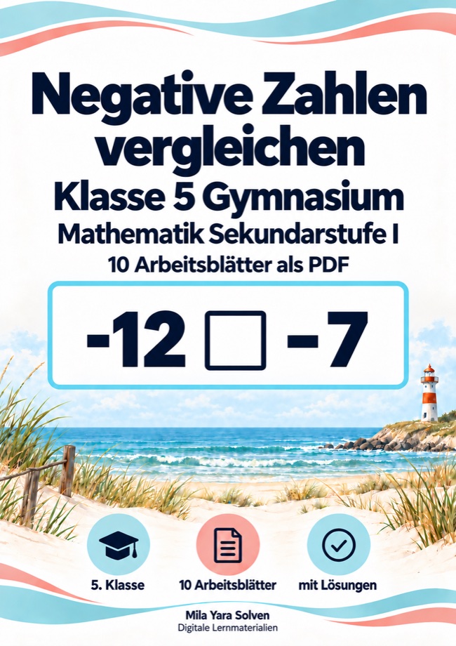 Cover: Negative Zahlen vergleichen Klasse 5 Gymnasium