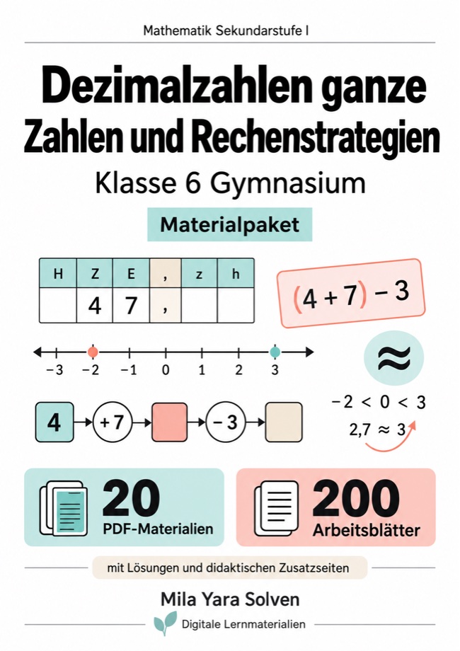 Cover: Dezimalzahlen ganze Zahlen und Rechenstrategien Klasse 6 Gymnasium