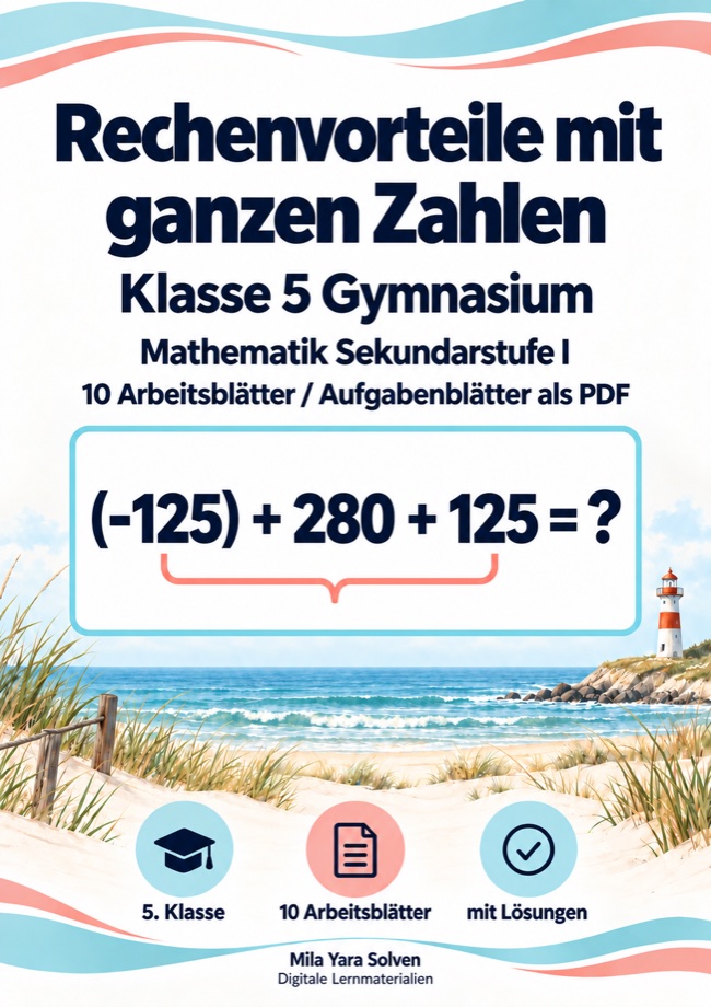 Cover: Rechenvorteile mit ganzen Zahlen Klasse 5 Gymnasium