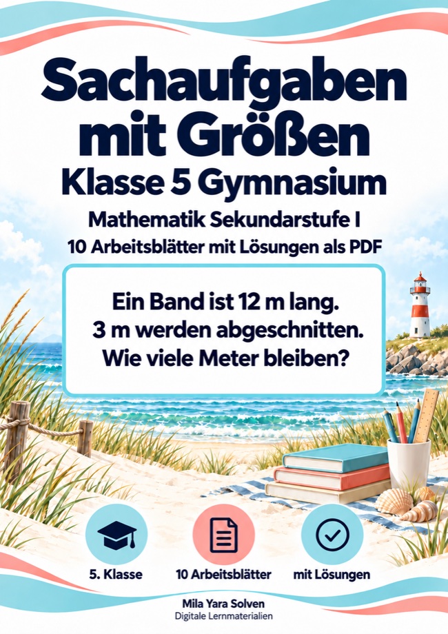 Cover: Sachaufgaben mit Größen Klasse 5 Gymnasium