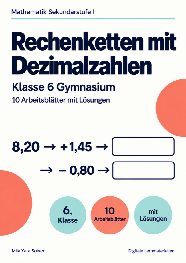 Cover: Rechenketten mit Dezimalzahlen Klasse 6 Gymnasium