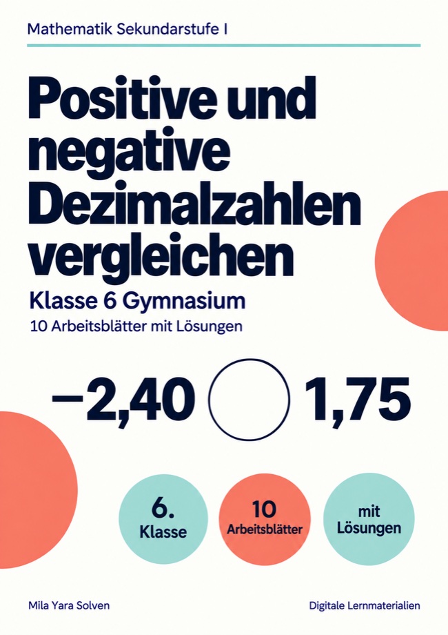 Cover: Positive und negative Dezimalzahlen vergleichen Klasse 6 Gymnasium