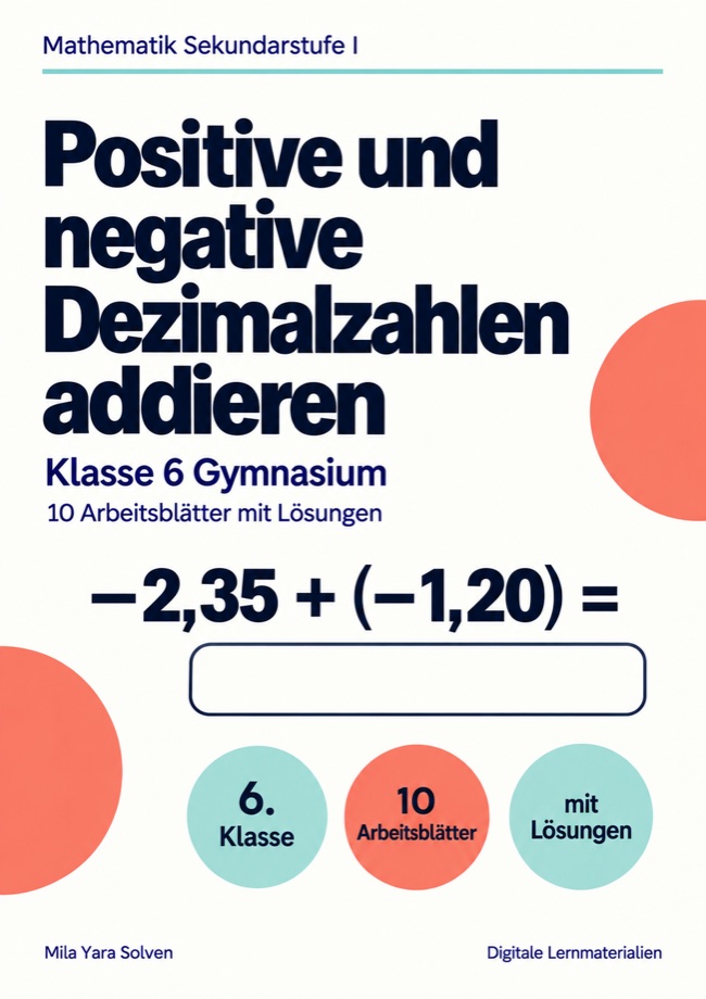 Cover: Positive und negative Dezimalzahlen addieren Klasse 6 Gymnasium