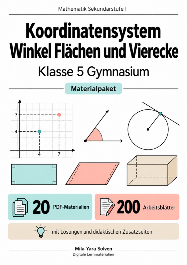 Cover: Koordinatensystem Winkel Flächen und Vierecke Klasse 5 Gymnasium