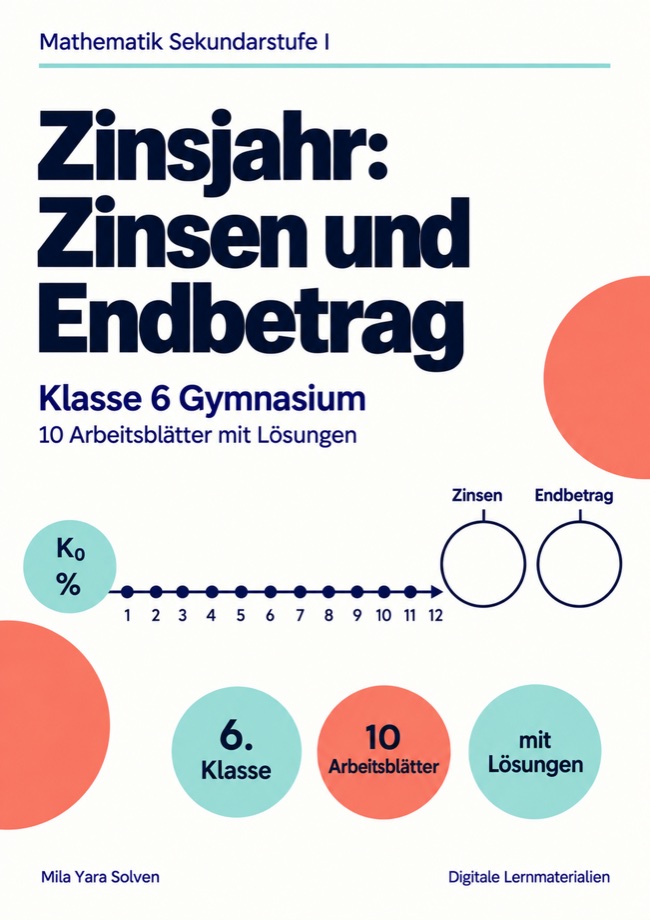 Cover: Zinsjahr: Zinsen und Endbetrag Klasse 6 Gymnasium