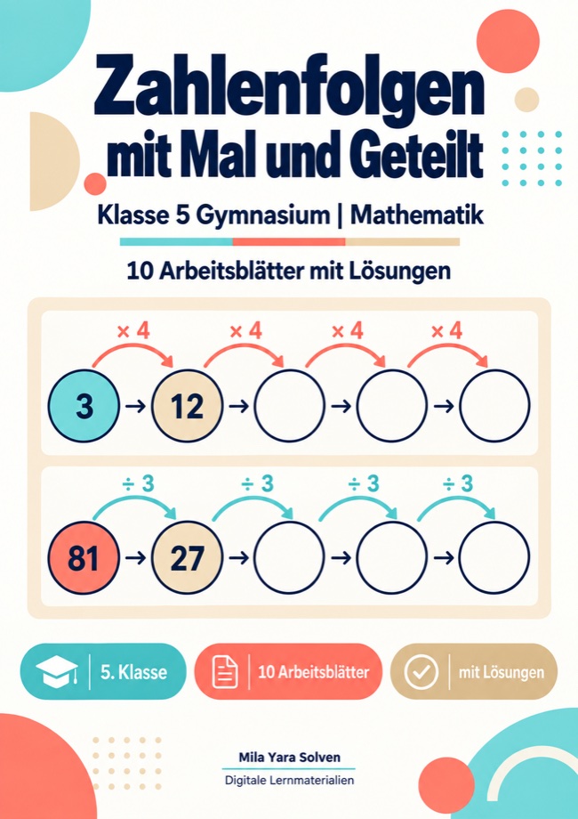 Cover: Zahlenfolgen mit Mal und Geteilt Klasse 5 Gymnasium