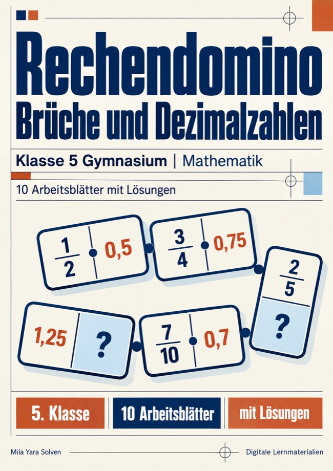Cover: Rechendomino Brüche und Dezimalzahlen Klasse 5 Gymnasium