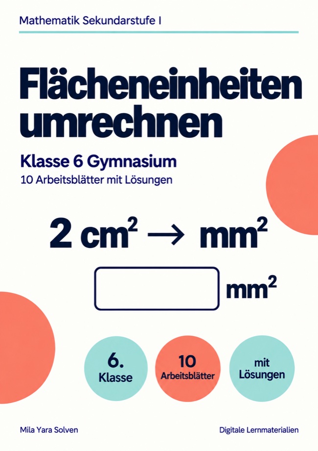 Cover: Flächeneinheiten umrechnen Klasse 6 Gymnasium