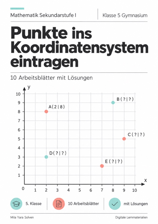Cover: Punkte ins Koordinatensystem eintragen Klasse 5 Gymnasium