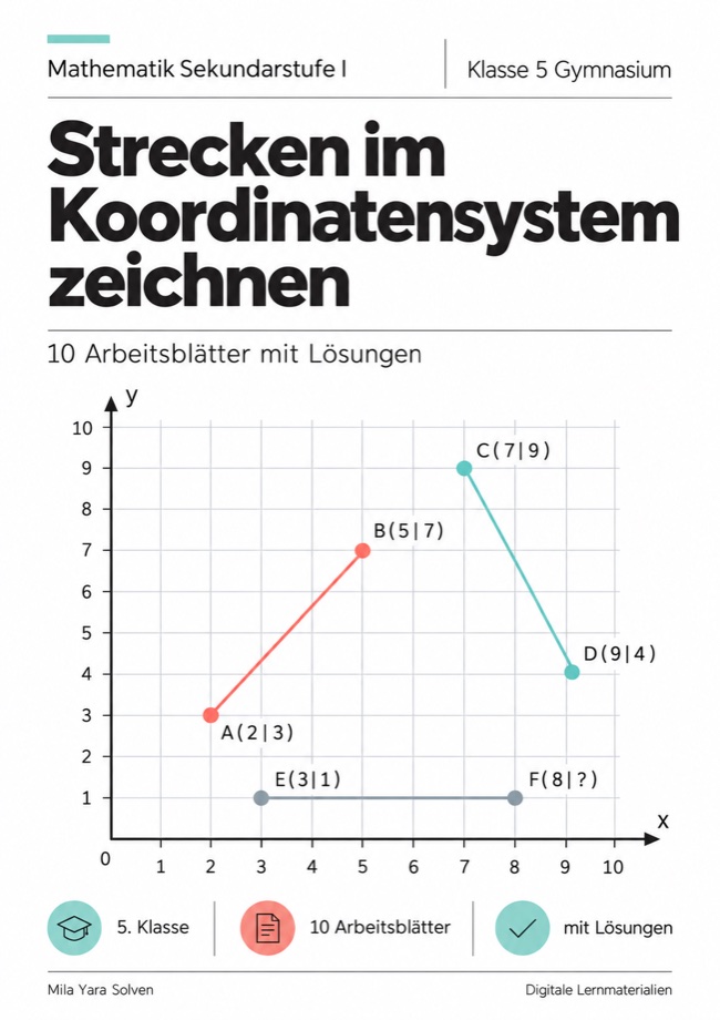Cover: Strecken im Koordinatensystem zeichnen Klasse 5 Gymnasium