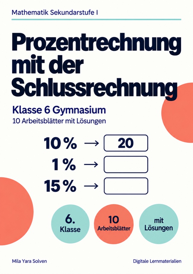 Cover: Prozentrechnung mit der Schlussrechnung Klasse 6 Gymnasium