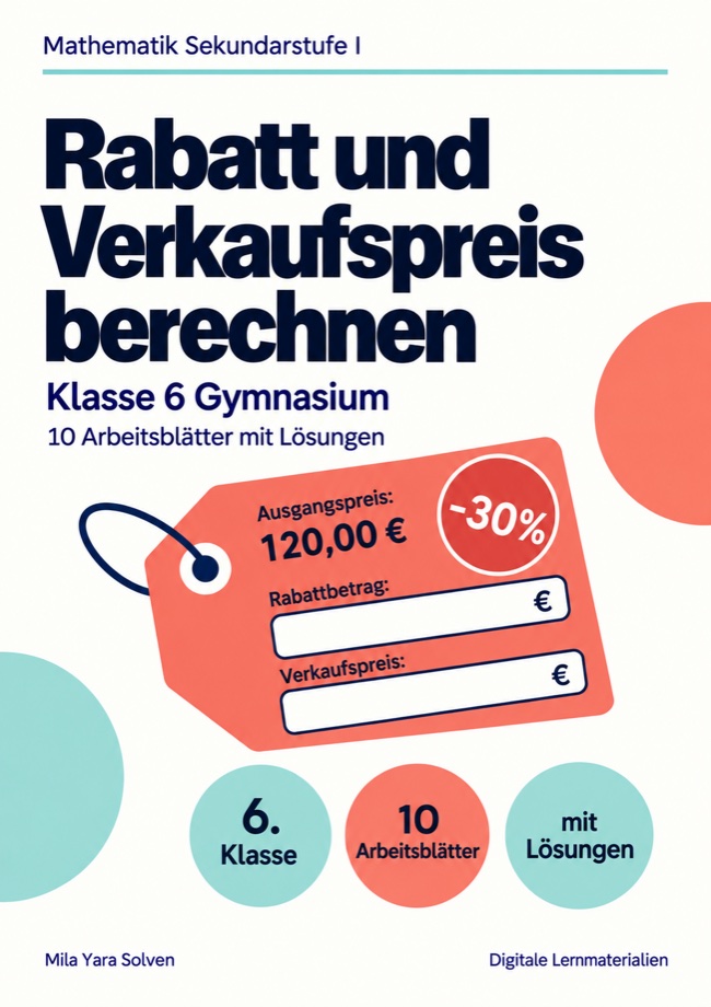 Cover: Rabatt und Verkaufspreis berechnen Klasse 6 Gymnasium