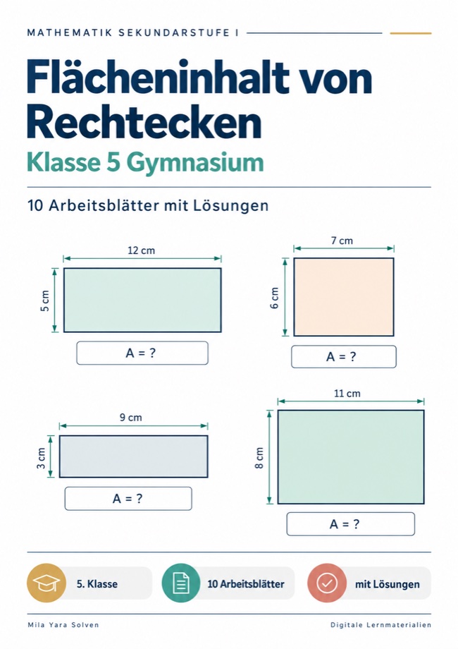 Cover: Flächeninhalt von Rechtecken Klasse 5 Gymnasium