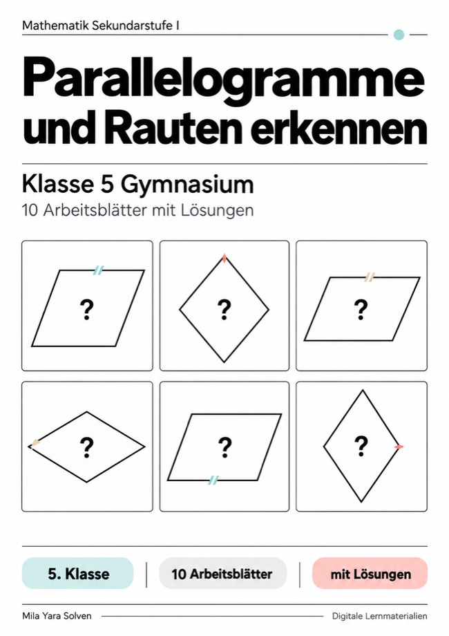 Cover: Parallelogramme und Rauten erkennen Klasse 5 Gymnasium